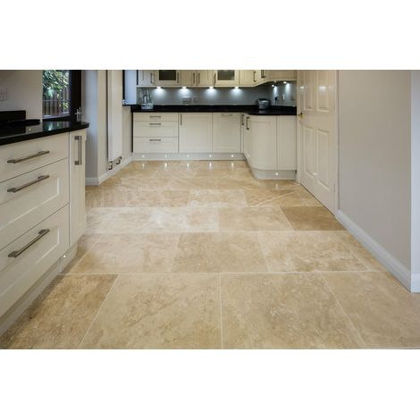 Carrelage Travertin Adouci Rebouché - Crème - 61x61x1,2cm