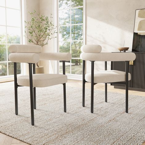 Silla comedor tapizada beige, hierro 70x62x84 cm OKMYHOME (1/5)