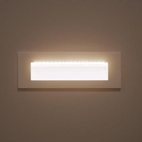 Baliza Exterior LED 6W Empotrable Pared Rectangular Blanco Groult 2700K Blanco Cálido