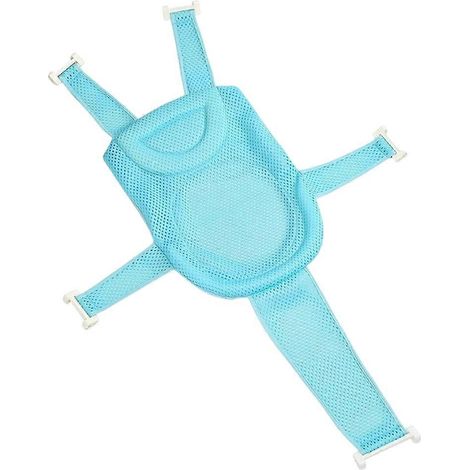 Bébé Bath Cushion coussin Born Infant Bathtub tapis Net Nonslip Floating Bathing Five Point réglable Bath tapis bleu (1/5)