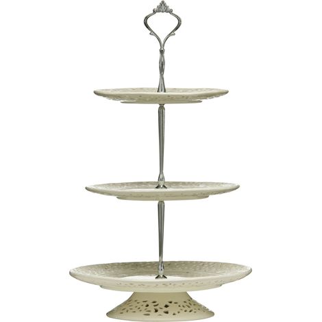 Premier Housewares 3 Tier Ceramic Lace Cake Plate (1/4)