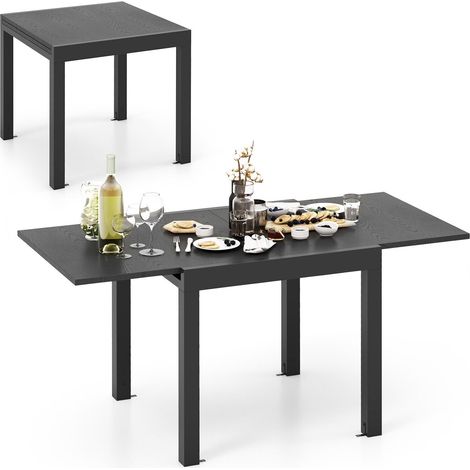 COSTWAY Patio Expandable Dining Table 80-160CM Adjustable Dining Table 4-6Person Grey (1/5)