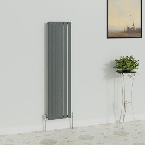 WarmeHaus Vertical 1600x408mm Flat Radiator Anthracite Single (1/5)