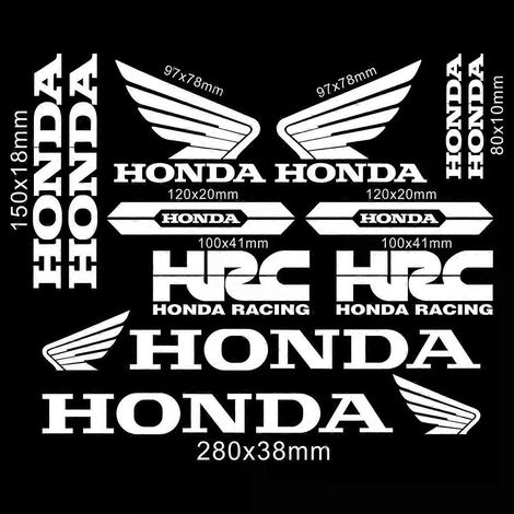 Kit d'autocollants en vinyle avec logo Honda pour moto CBR HRC, pour réservoir et casque. Couleur : Blanc HRC. (1/4)