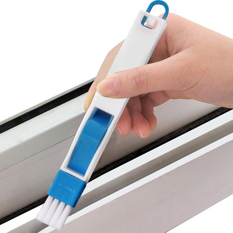 Brosse de nettoyage pour rainures de fenêtre – Brosse à fente étroite, nettoyeur en profondeur, mini pelle amovible, poignée compacte, outil de nettoyage domestique, accessoire multifonction pour