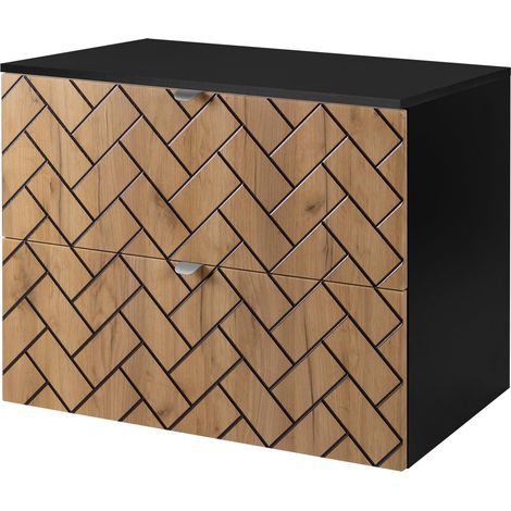 Mobile da bagno, Rovere Artigianale Dorato, 80 x 57 x 46 cm, Maniglie Argento (1/5)