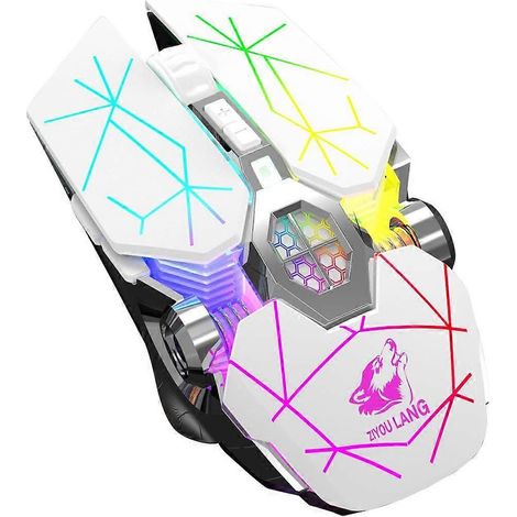 Souris gaming sans fil Bluetooth à double mode de charge, silencieuse, refroidie par eau, rétroéclairée, avec 6 boutons remplaçables et 6 boutons USB. (1/4)