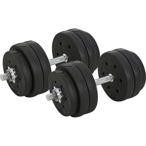 Set Manubri Palestra 30kg (8x2.5 kg, 4x1.5 kg), Pesi Palestra con 12 Dischi e 2 Manubri da 2 kg per Allenamento a Casa, Nero
