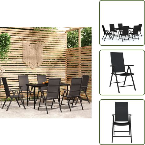 Arredamento da esterno - vidaXL Set da Pranzo da Giardino 7 pz Nero - Tavolo in vetro