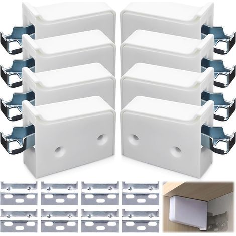8 pcs Cabinet Hanging Brackets,Support d'armoire Suspendus pour Meubles avec Rail de Support Blanc (1/5)
