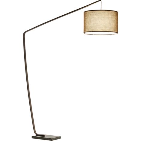 Lampadaire Arc Métal Marron Métallisé, Base Marbre, Design Moderne Avec Abat-Jour, Hauteur 215 Cm, Culot E27 Max 40W - Perenz, Luminaire Salon (1/3)