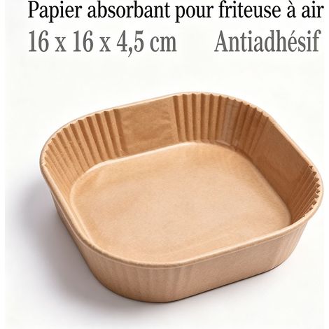 Feuilles anti-graisse pour air fryer 100 pièces, papier cuisson carré 16x16x4.5 cm, accessoire cuisine sans BPA - 100 pièces (1/5)