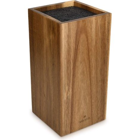 Bloc Porte-Couteaux - 1 Unité - Bois D'acacia - Tiges Abs Universelles - Rangement Cuisine - 24x12x12 Cm (1/5)