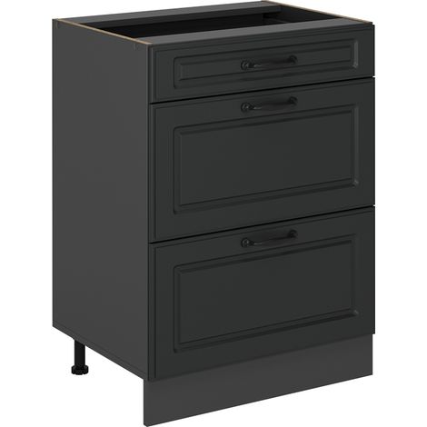 Meuble cuisine R-Line, Anthracite campagne, 60cm avec tiroirs, sans PT, Vicco
