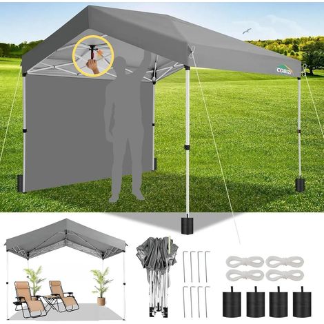 Faltpavillon 3x3 Partyzelt Grau 3x3m mit 1 Seitenwänden (1/5)
