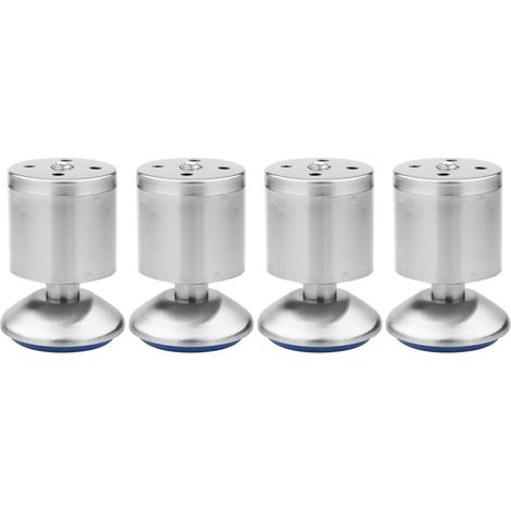 Lot de 4 pieds de meuble réglables en hauteur, en acier inoxydable argenté, pour table, lit, canapé, 50 x 80 mm