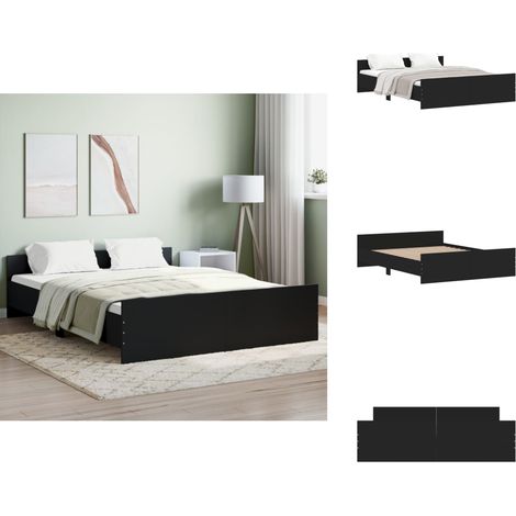 Cadre de lit sans matelas noir 160x200 cm - Cadre De Lit - Lit Double - Lit Noir - Lit Design - Literie (1/5)