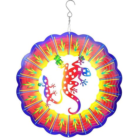 Girouette gecko de 30 cm pour extérieur, décoration de jardin 3D, à suspendre sur terrasse ou dans le jardin. (1/5)