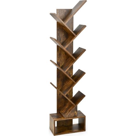Scaffale ad albero a 10 ripiani con cassetto, Scaffale da terra per camera da letto soggiorno e ufficio Marrone (1/3)