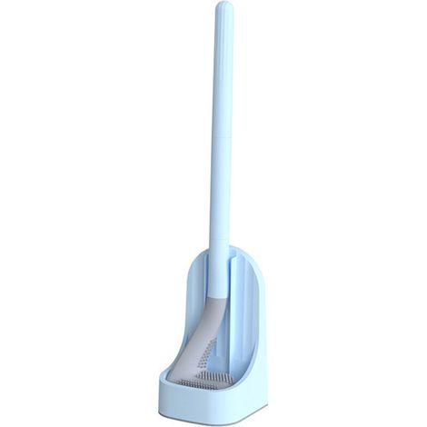 Brosse de toilette de golf, brosse de toilette à long manche, brosse de toilette en silicone, brosse de toilette et support à séchage rapide pour salle de bain(bleu iceberg)