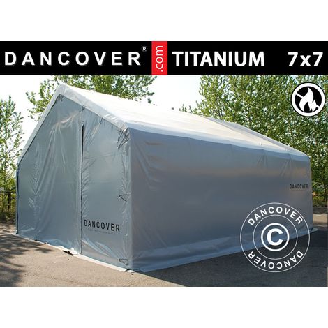 Carpa de almacén grande Titanium 7x7x2,5x4,2m, Blanco/Gris - Dancover