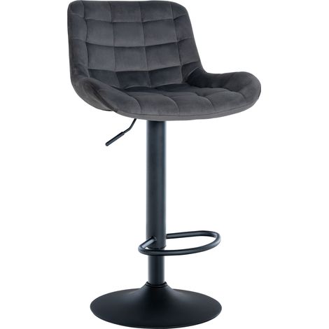 Sgabello da bar x1 struttura in metallo nero seduta in velluto grigio scuro con cuciture 100005447