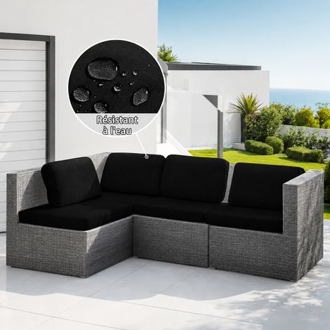 Housse de coussin d'assise de canapé élastique déperlante 1 place noir noir réf 4716 20 × 15 × 1,5 cm 109 g – Livraison gratuite