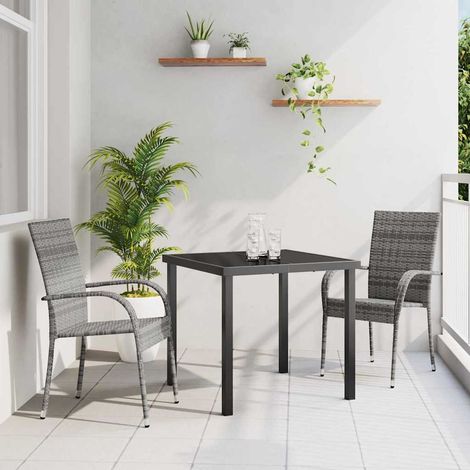 vidaXL Set da Pranzo per Giardino 3 pcs Grigio Poly Rattan (1/5)