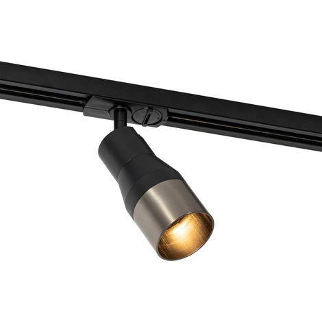 Moderner Spot Schwarz mit Gunmetal für 1-Phasen-Schienensystem GU10 50mm - Iconic Kohua