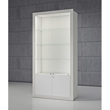 Vetrina in cristalli temperati con mobile con ante 100 x 40 x 210 cm QF/SA