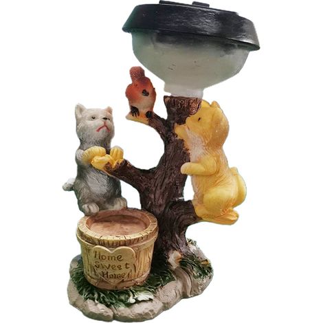 Statue de Résine Escalade Jardin avec Éclairage Solaire pour Décoration Extérieure Animale (1/5)