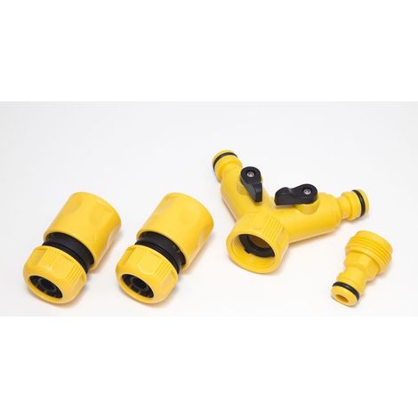One Stop DIY Lot de 2 raccords de tuyau à fixation rapide, 1 arrêt à 3 voies, 1 vis