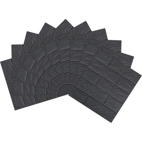 Set mit 10 3D-Wandaufklebern in Backsteinoptik – Schwarz – Höhe 38,5 cm x Breite 35 cm x Dicke 3 mm (1/5)