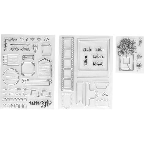 Set mit 3 wiederverwendbaren, transparenten TPR-Stempeln, DIY-Prägewerkzeug für Scrapbooking, klares und langlebiges Aussehen (1/5)