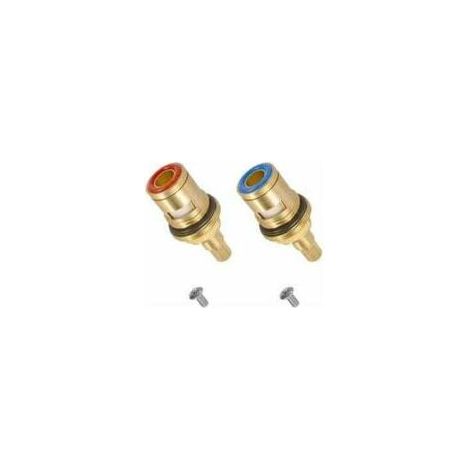 Miscelatore con cartuccia in ceramica da 1/2" con testina a disco ceramico e valvole di ricambio in ottone a quarto di giro per cucina e bagno (1 blu + 1 rosso) - Crezuo (1/4)