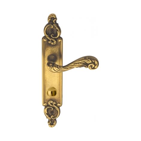 Ouvre&Déco – Poignée de porte droite SULLY – Verrou de condamnation – Laiton patiné – Entraxe 195 mm – Pour salles de bains et toilettes