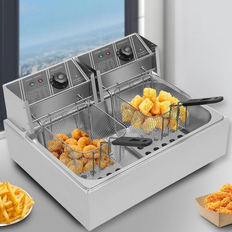 Professionelle Brattpann aus Edelstahl, 12 Liter (Einzelzylinder), Temperatureinstellbar, Temperaturbereich: 60°C-200°C/140°F-392°F, für Haushalts- oder Geschäftszwecke