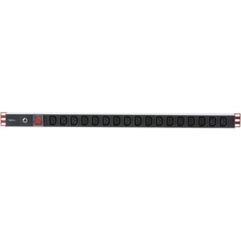 Multipresa Professionale Verticale Techly con 17 Uscite C13, Design Nero (1/3)