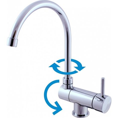 Mitigeur évier rond SEINA pivotant en chrome H. 31,7 cm (1/4)