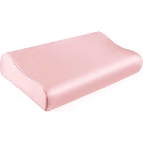 Taie d'oreiller 100% Soie de mûrier 19 mommes pour Oreiller Contour en Mousse à mémoire de Forme, taie d'oreiller cervicale, Lot de 1 (Rose Charmant, 50,8 x 30,5 x 9,9 cm/6,9 cm) (1/5)