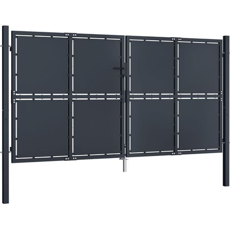 Portail de jardin Portail de clôture Portillons de jardin Acier 300x150 cm Anthracite XRJR395258 (1/5)