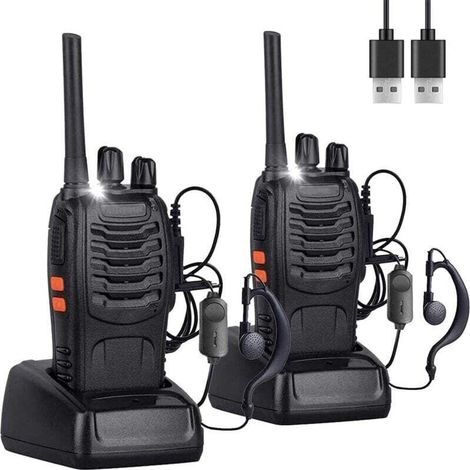2PCS Talkie Walkie Rechargeable Longue portée 16CH Talkies-Walkies Radios PMR Professionnelle Portée 1-3 km,pour Survie sur Le Terrain Camping,Randonnées (1/5)