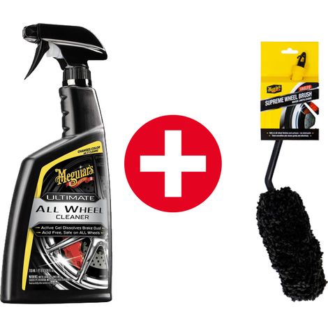 Pack Rénovateur Meguiar’s® pour plastiques extérieurs noirs- Ultimate, 12 oz (355 ml) bouteille & Meguiar’s® Brosse jantes suprême microfibre (1/3)