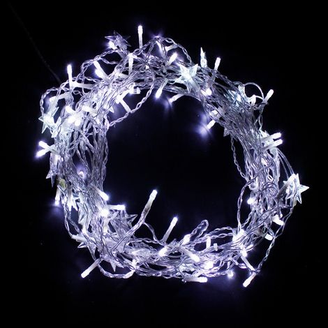 Rideau lumineux 100LED IP44 2x0.7M - câble transparent, BLANC FROID - SILUMEN (1/5)