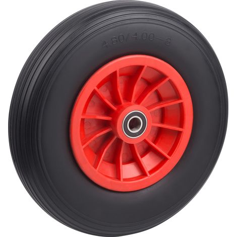 Roue Increvable Ø 400 mm – Jante PVC – Type 4.80/4.00 – 8 – 100 kg – Roulement à billes/Roue en caoutchouc plein pour brouette (1/3)