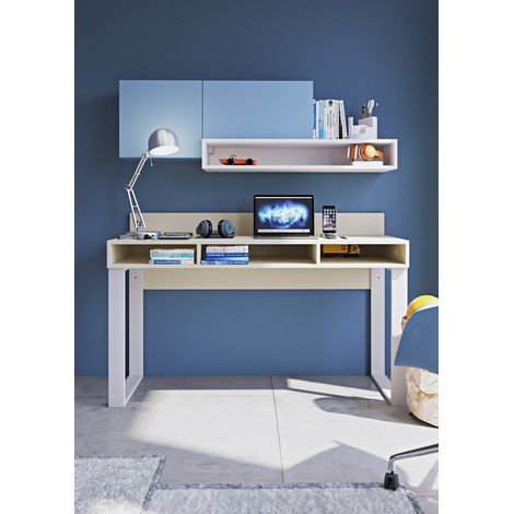 Scrivania con pensili design moderno e libreria sospesa - Angolo studio completo - Avio