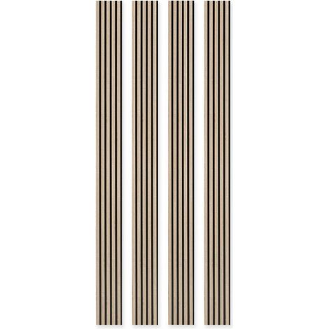 Decoon – Pack de 4 panneaux décoratifs muraux 250 x 21,6 cm en MDF chêne et noir – Panneau rigide facile à poser – 2,16m² (1/5)