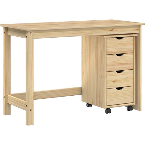 Desk Cabinet Set 2 pcs Brown Solid Pine Wood vidaXL (1/5)