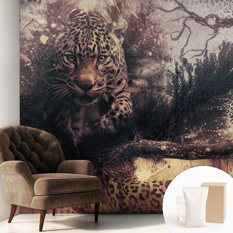 Papier peint intissé décoratif pour salon chambre et cuisine Facile à poser avec colle Motif forestier 250x250 cm (1/5)