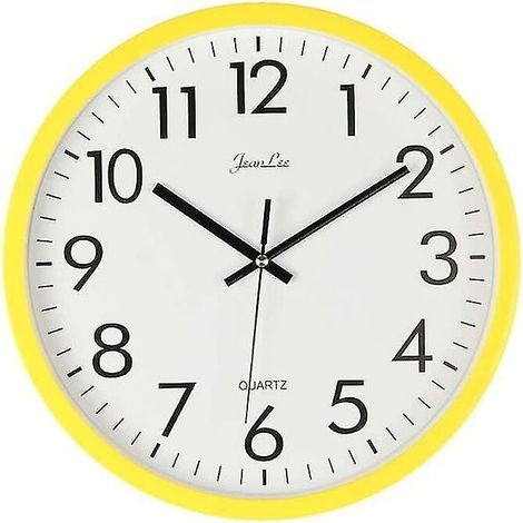 Horloge Murale Quartz Analogique Silencieuse Plastique Jaune (1/4)